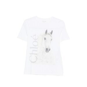 CHLOE Ribbed Knit Cropped Top Women WHITE T-Shirts & Tops